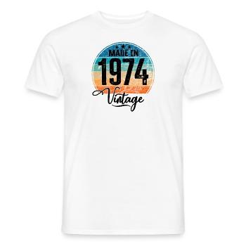 Millésime Fabriqué en 1974 Année de naissance 1974 Anniversaire - T-shirt homme - blanc - Devant - AI Model Male 178 dark (178cm)