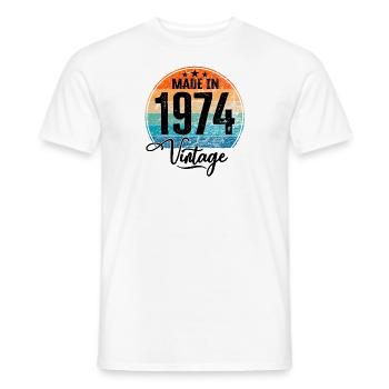 Millésime Fabriqué en 1974 Année de naissance 1974 Anniversaire - T-shirt homme - blanc - Devant - AI Model Male 178 dark (178cm)