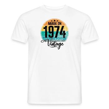 Millésime Fabriqué en 1974 Année de naissance 1974 Anniversaire - T-shirt homme - blanc - Devant - AI Model Male 178 dark (178cm)