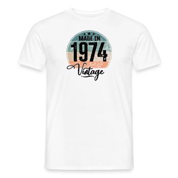 Millésime Fabriqué en 1974 Année de naissance 1974 Anniversaire - T-shirt homme - blanc - Devant - AI Model Male 178 dark (178cm)