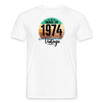 Millésime Fabriqué en 1974 Année de naissance 1974 Anniversaire - T-shirt homme - blanc - Devant - AI Model Male 178 dark (178cm)
