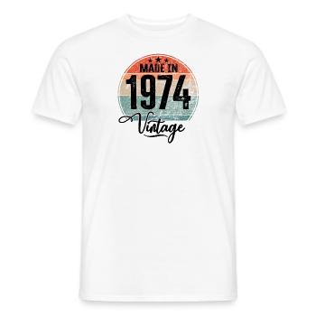 Millésime Fabriqué en 1974 Année de naissance 1974 Anniversaire - T-shirt homme - blanc - Devant - AI Model Male 178 dark (178cm)