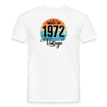 Millésime fabriqué en 1972 Année de naissance 1972 Anniversaire - T-shirt homme - blanc - Devant - AI Model Male 178 dark (178cm)
