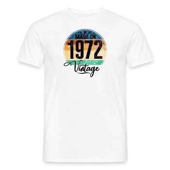 Millésime fabriqué en 1972 Année de naissance 1972 Anniversaire - T-shirt homme - blanc - Devant - AI Model Male 178 dark (178cm)