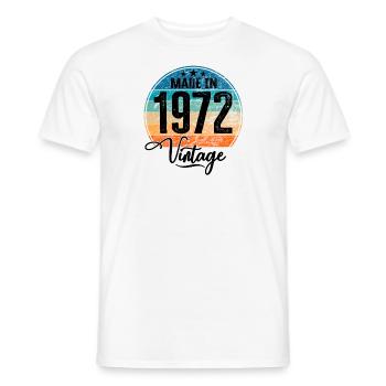 Millésime fabriqué en 1972 Année de naissance 1972 Anniversaire - T-shirt homme - blanc - Devant - AI Model Male 178 dark (178cm)