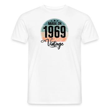 Millésime Fabriqué en 1969 Année de naissance 1969 Anniversaire - T-shirt homme - blanc - Devant - AI Model Male 178 dark (178cm)