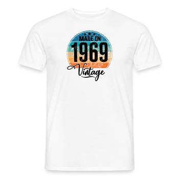 Millésime Fabriqué en 1969 Année de naissance 1969 Anniversaire - T-shirt homme - blanc - Devant - AI Model Male 178 dark (178cm)