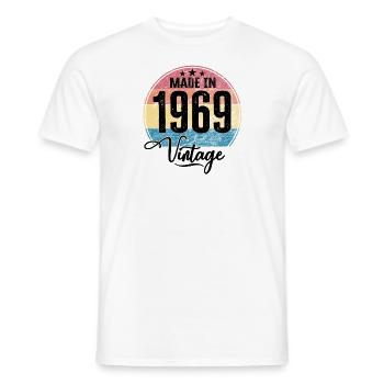 Millésime Fabriqué en 1969 Année de naissance 1969 Anniversaire - T-shirt homme - blanc - Devant - AI Model Male 178 dark (178cm)