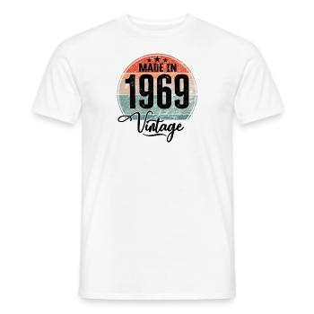 Millésime Fabriqué en 1969 Année de naissance 1969 Anniversaire - T-shirt homme - blanc - Devant - AI Model Male 178 dark (178cm)