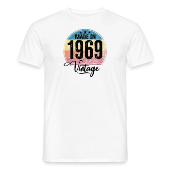 Millésime Fabriqué en 1969 Année de naissance 1969 Anniversaire - T-shirt homme - blanc - Devant - AI Model Male 178 dark (178cm)