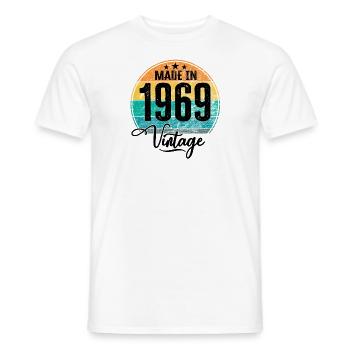 Millésime Fabriqué en 1969 Année de naissance 1969 Anniversaire - T-shirt homme - blanc - Devant - AI Model Male 178 dark (178cm)