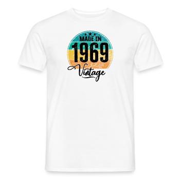 Millésime Fabriqué en 1969 Année de naissance 1969 Anniversaire - T-shirt homme - blanc - Devant - AI Model Male 178 dark (178cm)