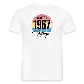 Millésime fabriqué en 1967 Année de naissance 1967 Anniversaire - T-shirt homme - blanc - Devant - AI Model Male 178 dark (178cm)