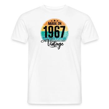 Millésime fabriqué en 1967 Année de naissance 1967 Anniversaire - T-shirt homme - blanc - Devant - AI Model Male 178 dark (178cm)