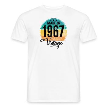 Millésime fabriqué en 1967 Année de naissance 1967 Anniversaire - T-shirt homme - blanc - Devant - AI Model Male 178 dark (178cm)