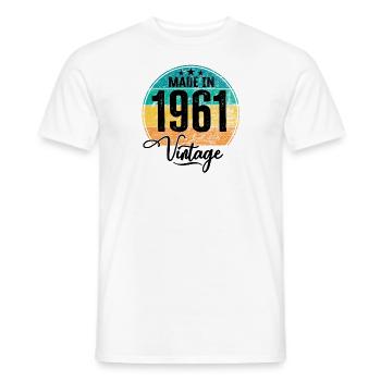 Millésime fabriqué en 1961 Année de naissance 1961 Anniversaire - T-shirt homme - blanc - Devant - AI Model Male 178 dark (178cm)