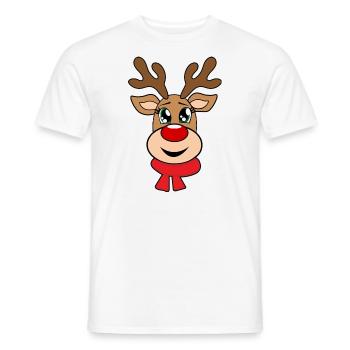 Rentier rote Nase Weihnachten Rudolph - Männer T-Shirt - Weiß - Vorne - AI Model Male 178 dark (178cm)