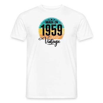 Millésime Fabriqué en 1959 Année de naissance 1959 Anniversaire - T-shirt homme - blanc - Devant - AI Model Male 178 dark (178cm)