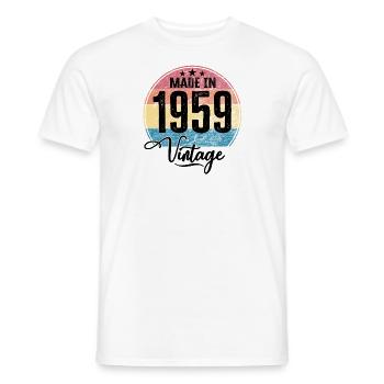 Millésime Fabriqué en 1959 Année de naissance 1959 Anniversaire - T-shirt homme - blanc - Devant - AI Model Male 178 dark (178cm)