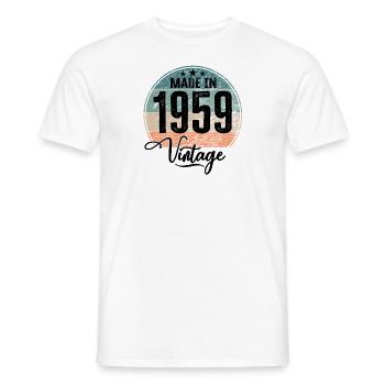 Millésime Fabriqué en 1959 Année de naissance 1959 Anniversaire - T-shirt homme - blanc - Devant - AI Model Male 178 dark (178cm)