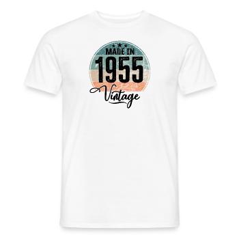 Millésime fabriqué en 1955 Année de naissance 1955 Anniversaire - T-shirt homme - blanc - Devant - AI Model Male 178 dark (178cm)