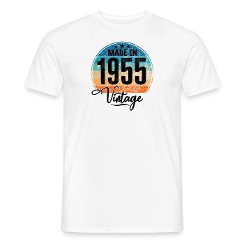Millésime fabriqué en 1955 Année de naissance 1955 Anniversaire - T-shirt homme - blanc - Devant - AI Model Male 178 dark (178cm)