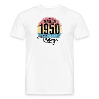 Vintage Fabriqué en 1950 Année de naissance 1950 Anniversaire - T-shirt homme - blanc - Devant - AI Model Male 178 dark (178cm)