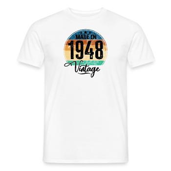 Millésime fabriqué en 1948 Année de naissance 1948 Anniversaire - T-shirt homme - blanc - Devant - AI Model Male 178 dark (178cm)