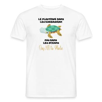 Platique Pas Dans Les Océans - Protége nos Océans - T-shirt homme - blanc - Devant - AI Model Male 178 dark (178cm)