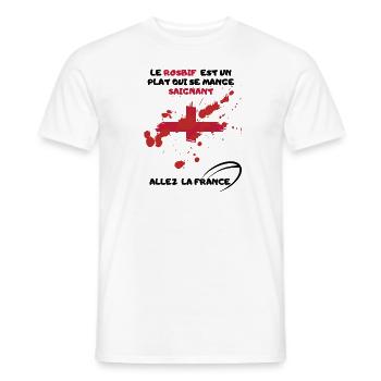 Rosbif Saignant. Allez la France. Rugby Supporter - T-shirt homme - blanc - Devant - AI Model Male 178 dark (178cm)