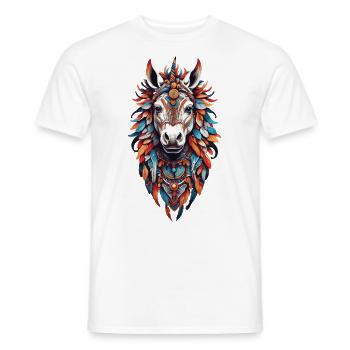 Chevaux spirituels Indiens & Plumes de Chamanisme - T-shirt homme - blanc - Devant - AI Model Male 178 dark (178cm)