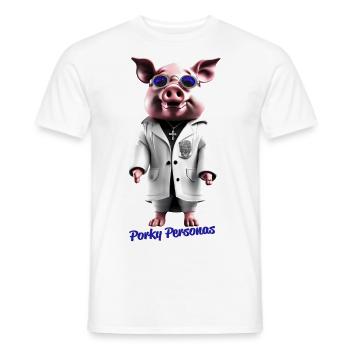 Des personnages de porc. Des personnages de cochons amusants. Ozzy - T-shirt homme - blanc - Devant - AI Model Male 178 dark (178cm)