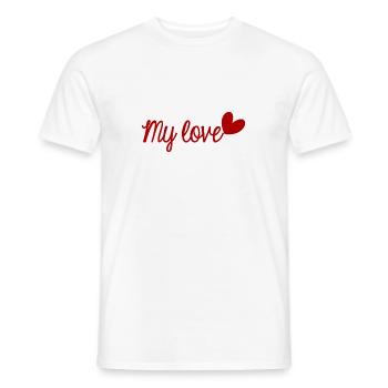 LOVE. I LOVE YOU. VALENTINE'S DAY. BACHELORETTE PARTY. I LOVE YOU. - Men's T-Shirt - white - Front - AI Model Male 178 dark (178cm)