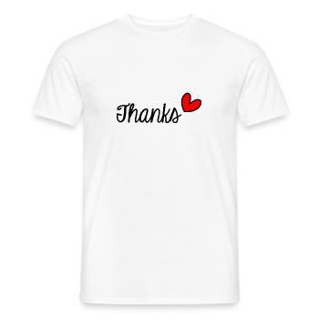 MERCI. THANKS. THANK YOU. ANNIVERSAIRE. NAISSANCE. - T-shirt homme - blanc - Devant - AI Model Male 178 dark (178cm)