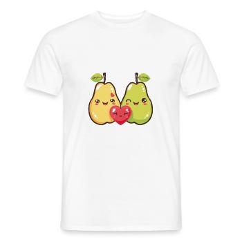 Birne Paar Liebe Herz Valentinstag - Männer T-Shirt - Weiß - Vorne - AI Model Male 178 dark (178cm)