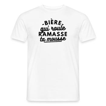 Bière qui roule ramasse ta mousse - T-shirt homme - blanc - Devant - AI Model Male 178 dark (178cm)