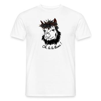 Oh, la la lama, Llama, Alpagas, Animal, Cool - T-shirt homme - blanc - Devant - AI Model Male 178 dark (178cm)