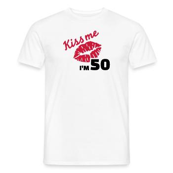 Kiss me 50 Anniversaire - T-shirt homme - blanc - Devant - AI Model Male 178 dark (178cm)