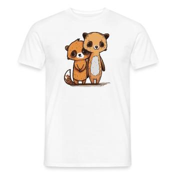 Comic Cute Kawaii Sticker Bär, Erdmännchen, Freund - Männer T-Shirt - Weiß - Vorne - AI Model Male 178 dark (178cm)