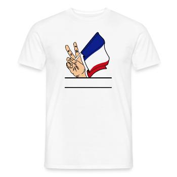 Flag France peace sign text space - Men's T-Shirt - white - Front - AI Model Male 178 dark (178cm)