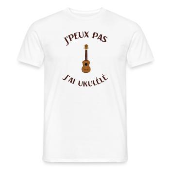 Ukulélé humour homme femme - T-shirt homme - blanc - Devant - AI Model Male 178 dark (178cm)