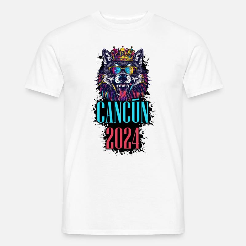 Cancun 2024 Urlaub Wolf - Männer T-Shirt - Weiß