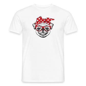 Pug Bandana - T-shirt homme - blanc - Devant - AI Model Male 178 dark (178cm)