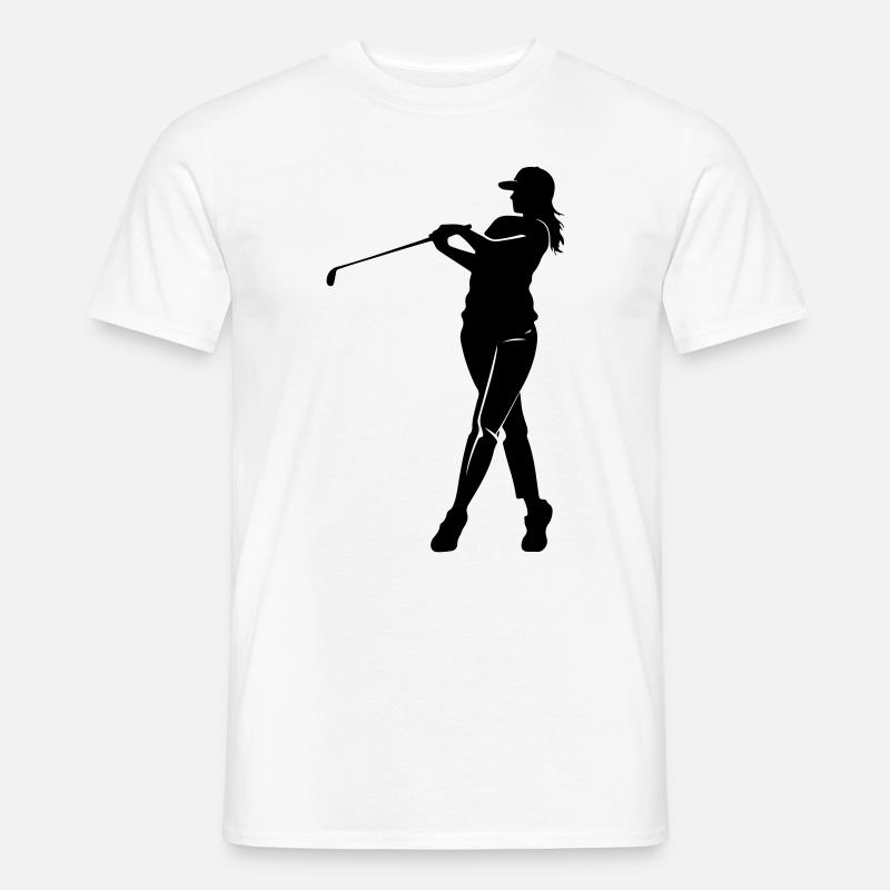 Golfspiller Kvinde Silhuet - Mænd T-shirt - hvid