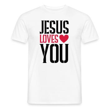 Jésus t’aime - T-shirt homme - blanc - Devant - AI Model Male 178 dark (178cm)