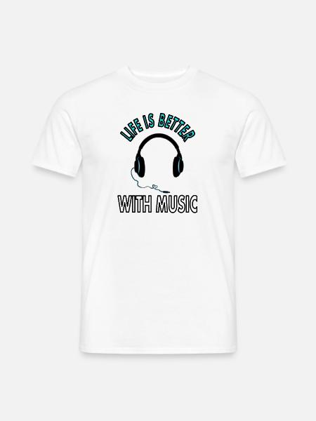 Musik mit Kopfhörer genießen Musik Spruch Geschenk - Männer T-Shirt - Weiß