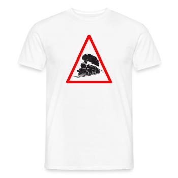 Attention Locomotive Driver Locomotive Sign Gift - Men's T-Shirt - white - Front - AI Model Male 178 dark (178cm)