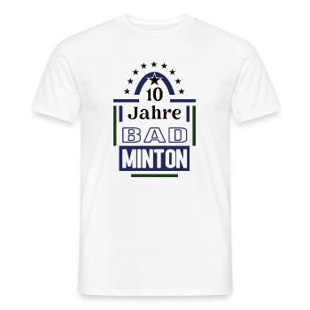 10 Jahre Badminton Jubiläum Badmintonspieler Jubi - Männer T-Shirt - Weiß - Vorne - AI Model Male 178 dark (178cm)