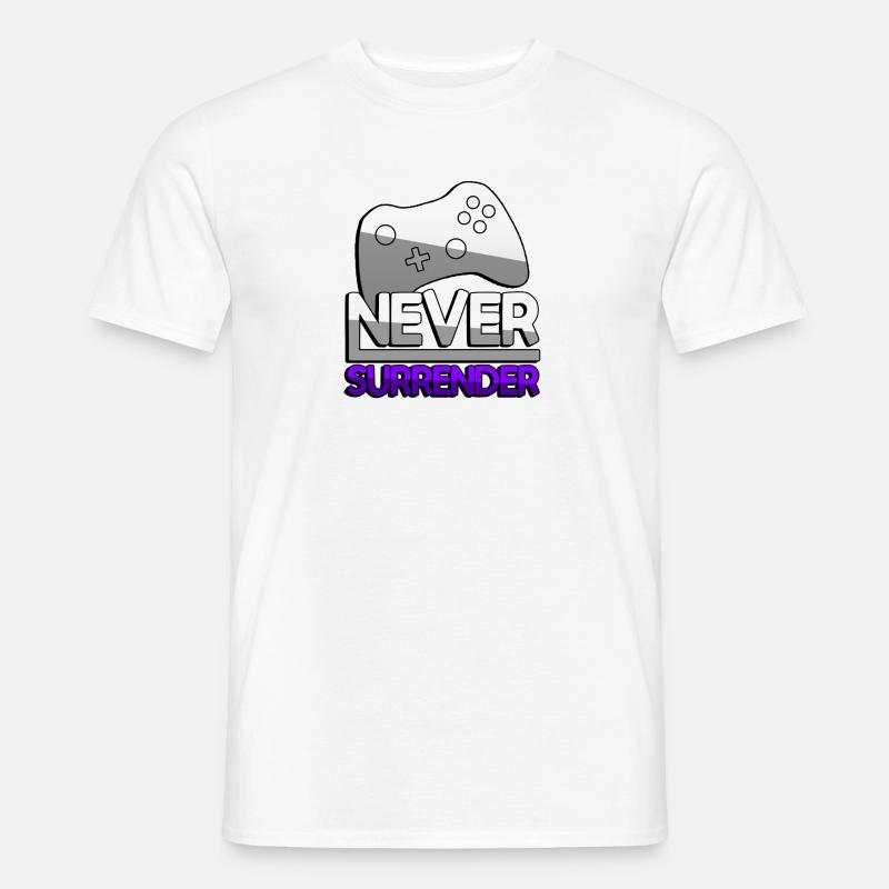 NEVER SURRENDER (Lila) + Controller - Gaming - Männer T-Shirt - Weiß