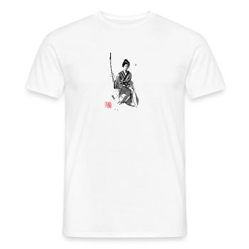 geisha and katana - Men's T-Shirt - white - Front - AI Model Male 178 dark (178cm)
